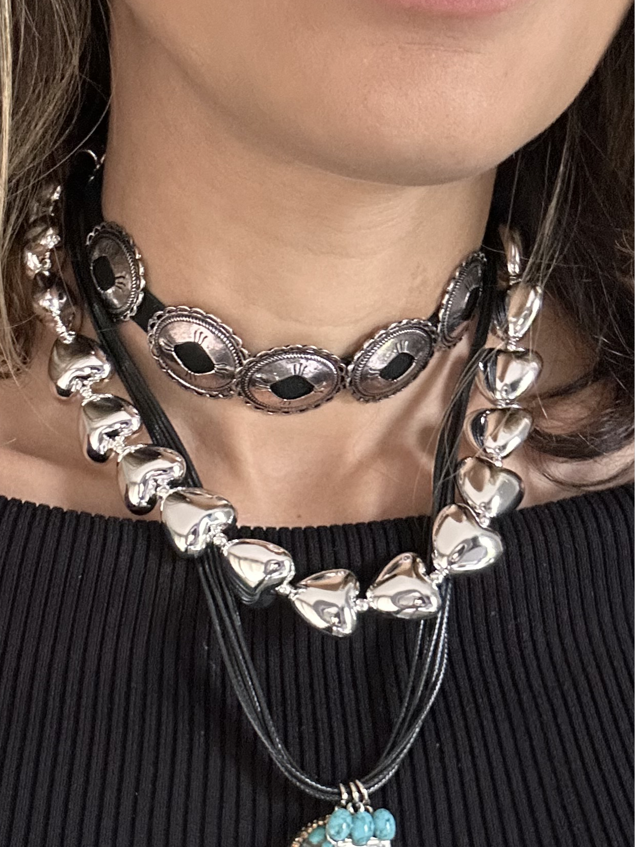 Collar Corazones Plata