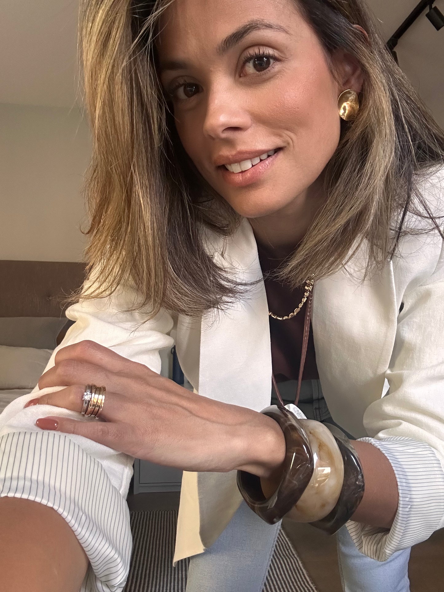 Pulsera Resina Marrón Cuadrada